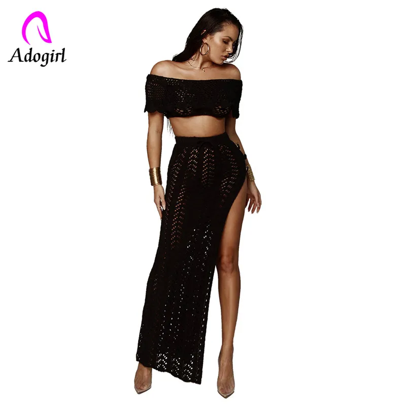 Женский пляжный костюм Adogirl однотонный облегающий комплект из двух предметов с