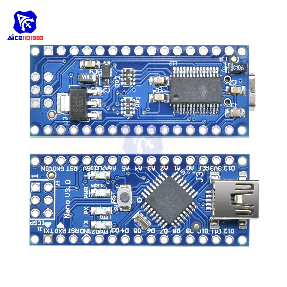 Плата микроконтроллера welless Nano V3.0 Mini USB ATmega328 5 в 16 м модуль для Arduino оригинальный