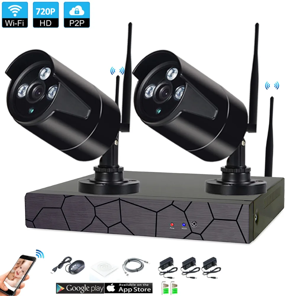 2CH 1080 P HD Беспроводной NVR Kit P2P 720 внутренний наружный IR Ночное Видение безопасности