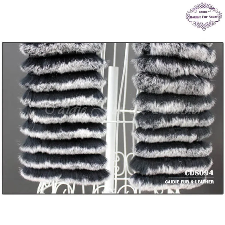 

CDS094 2014 New Style Rex Rabbit Fur Striped Scarf Women for Winter