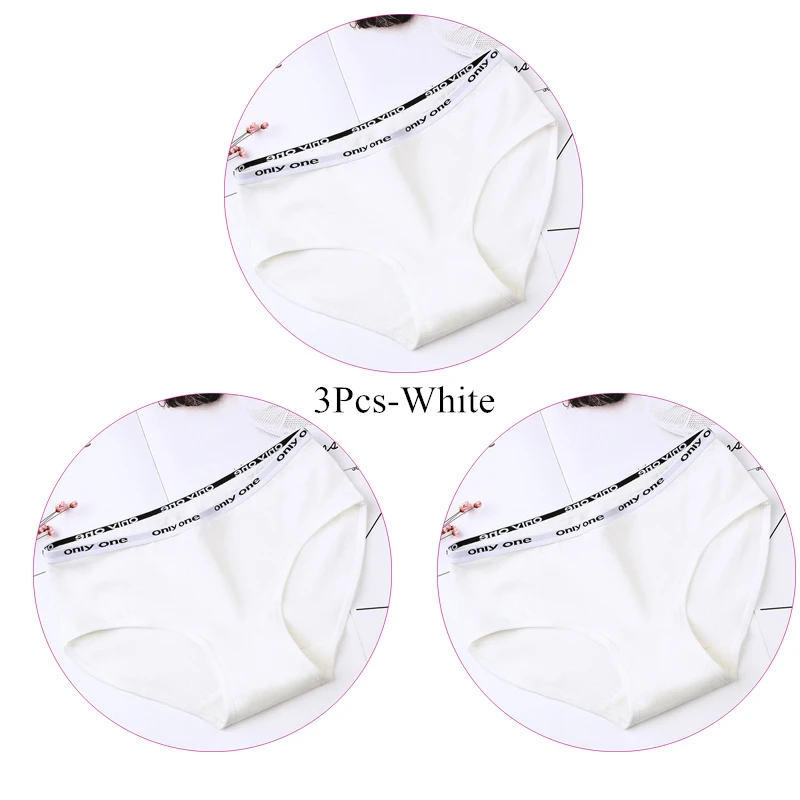 3Pcs-White 3 шт./компл. трусики Для женщин женского нижнего белья; хлопковые трусы; мягкое гигиеничное популярное нижнее белье для девочек, нижнее белье - Цвет: 3Pcs-White