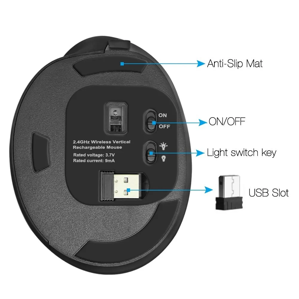 CHYI 2.4G Wireless Mouse Rechargeable Adjustable DPI Vertical Mause Ergonomic Optical Mice For PC Laptop Computer Gamer | Компьютеры и