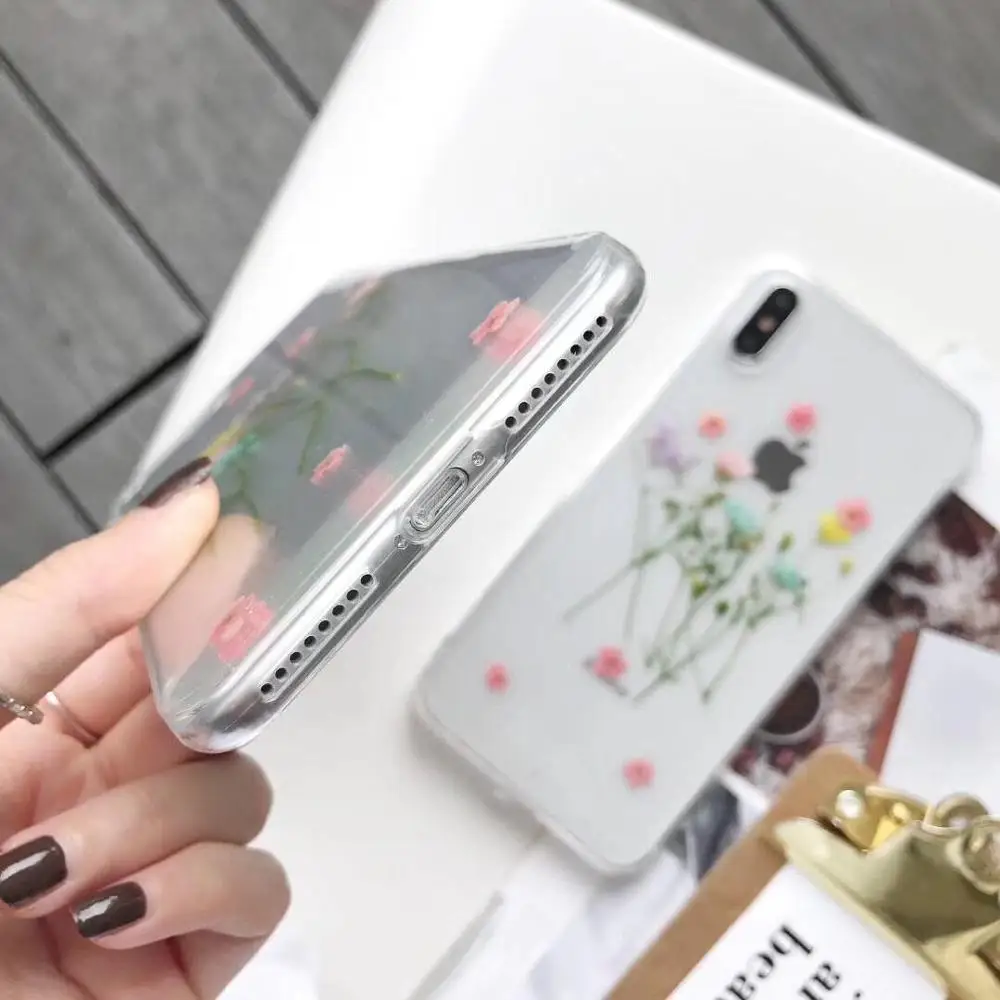 ORYKSZ Прозрачный блестящий мягкий чехол для iphone X XS MAX XR 7 6 6S 8 Plus с милым цветочным