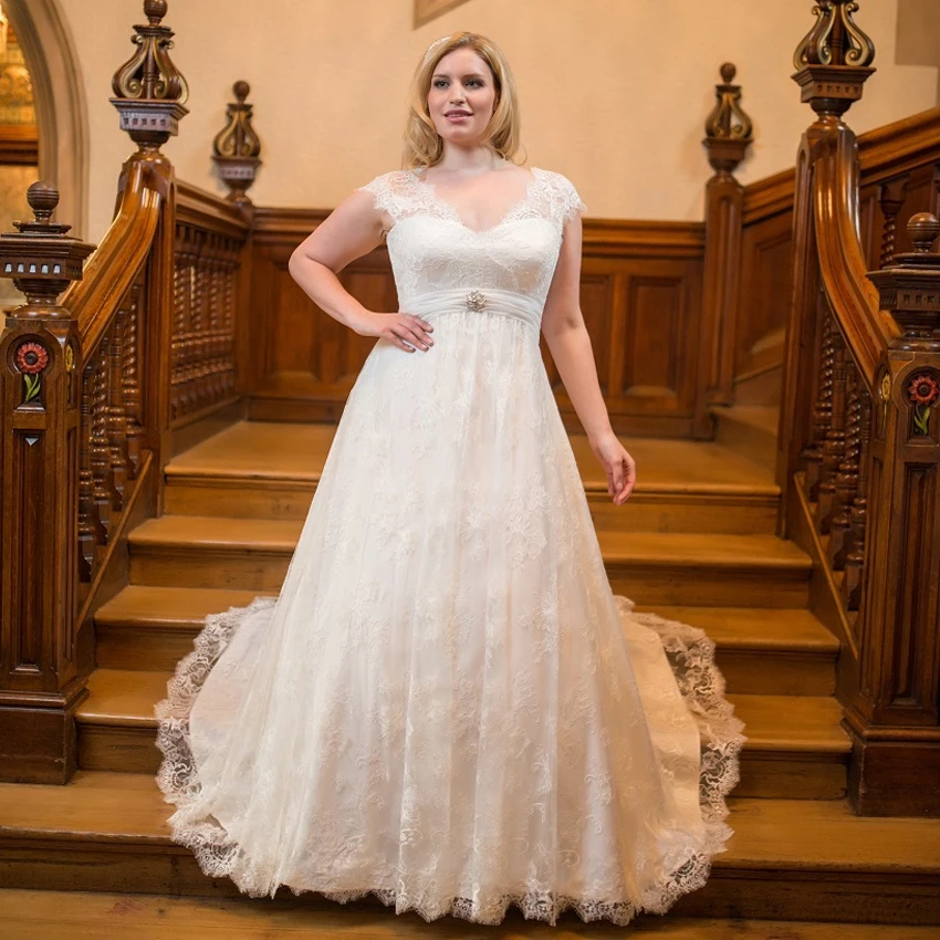 Weilinsha Роскошные свадебные платья Robe De Mariage с рукавами-крылышками и v-образным