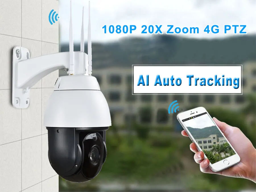 Безопасность " 3g 4G PTZ камера 1080P автоматическое отслеживание лица Обнаружение 20X зум AI трекер Starlight IR 200 м аудио в выход Голосовая сигнализация