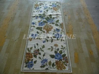 Free shipping 2.5'x6' needlepoint rugs stunning runners hand knotted rugs, handmade woolen runners for hallway usage blue flower