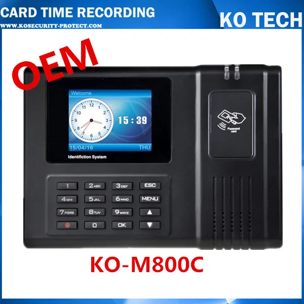 RFID часы рабочего времени + считыватель идентификационных карт TCPIP USB рекордер
