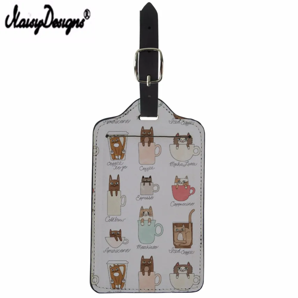 NOISYDESIGNS Custom Cat Design Baggage Design Tags Mala Luggage ID Address Holder Suitcase Portable Travel Convenience Label Tag