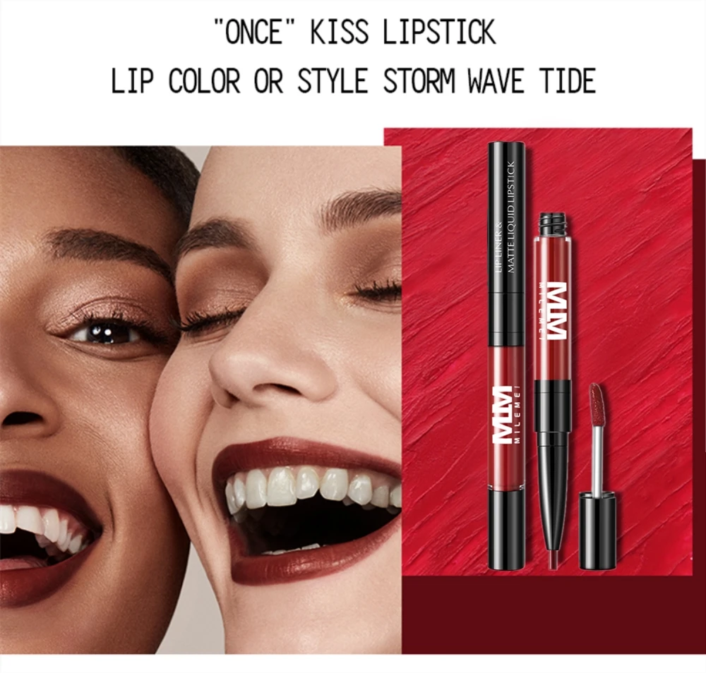 MILEMEI двойной конец Lipliner матовая бархатная жидкая помада увлажняющая губы