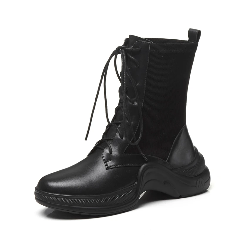 Beli ENMAYER Sepatu Bot Wanita Wanita Round Toe. Datar Dengan Sepatu Pasang Kaos Mujer Untuk Wanita Besar Ukuran 34-39 ZYL975