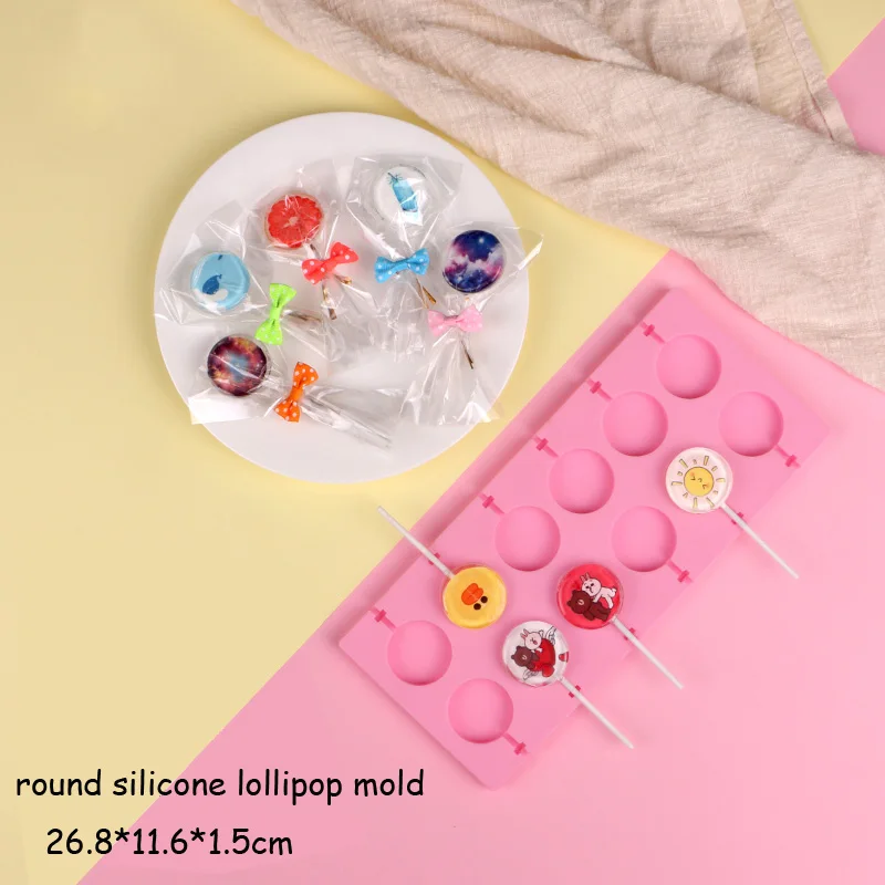 12 hole round Круглый Цветок силиконовая форма для леденцов Поп палочки сумки украшения торта инструменты 3D ледяные конфеты шоколадные формы выпечки инструмент - Цвет: 12 hole round