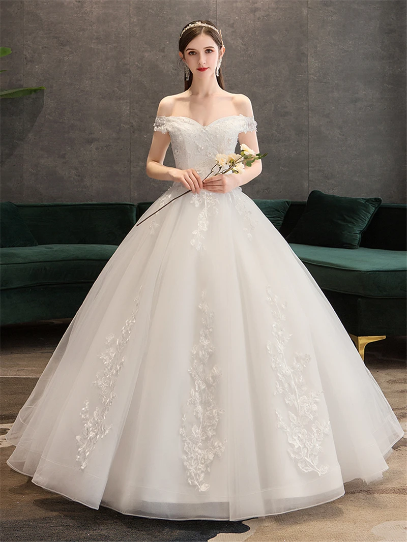 Новинка года Элегантное свадебное платье Vestidos De Novia Милая Кружевная отделка Тюлевое платье невесты плюс размеры дешевые Robe De Mariage 25