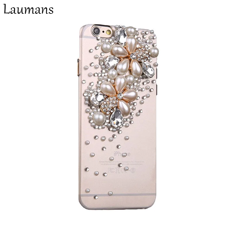 Модный Топ качество телефон случаях для Apple iPhone 6 6S XS Жемчужный Цветок 3D Bling