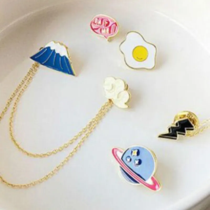 

Корейский вариант ювелирных украшений булавки живая и прекрасная Гора Fuji Звезда Омлет счастливая кошка облака брошь с иглой модная брошь