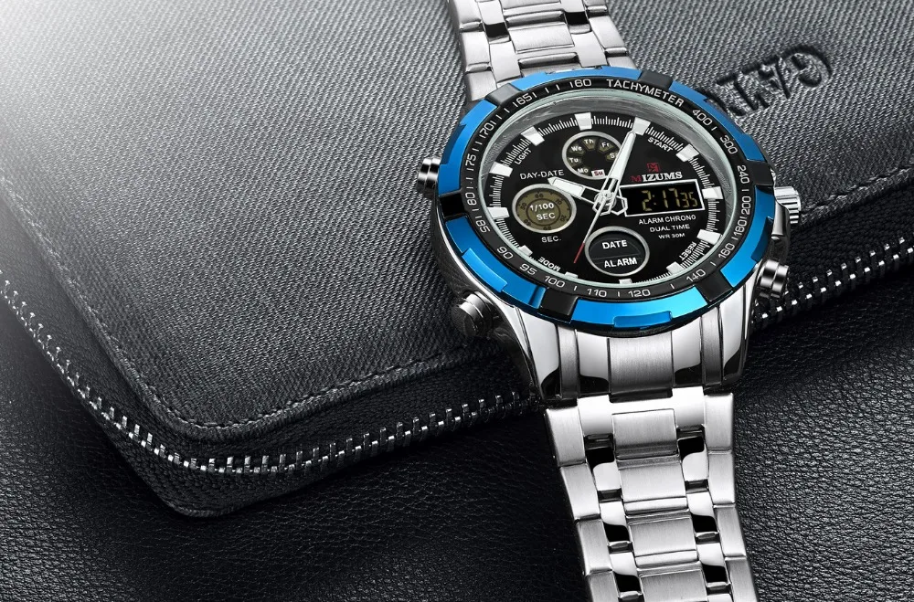 Мужские кварцевые часы водонепроницаемые армейские со стальными полосками