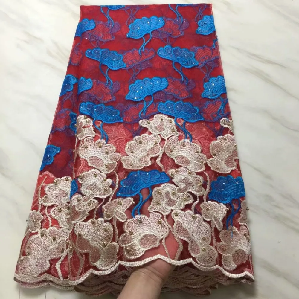 High-end luxury embroidery tulle high quality Nigeria French net lace Russian African fabric wedding evening dress 5 yards | Дом и сад