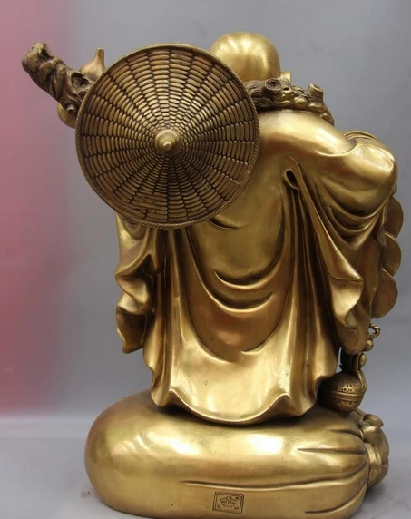 Bi003287 тибет буддизм медь бронза Ruyi богатство мешок денег тыквы статуи будды