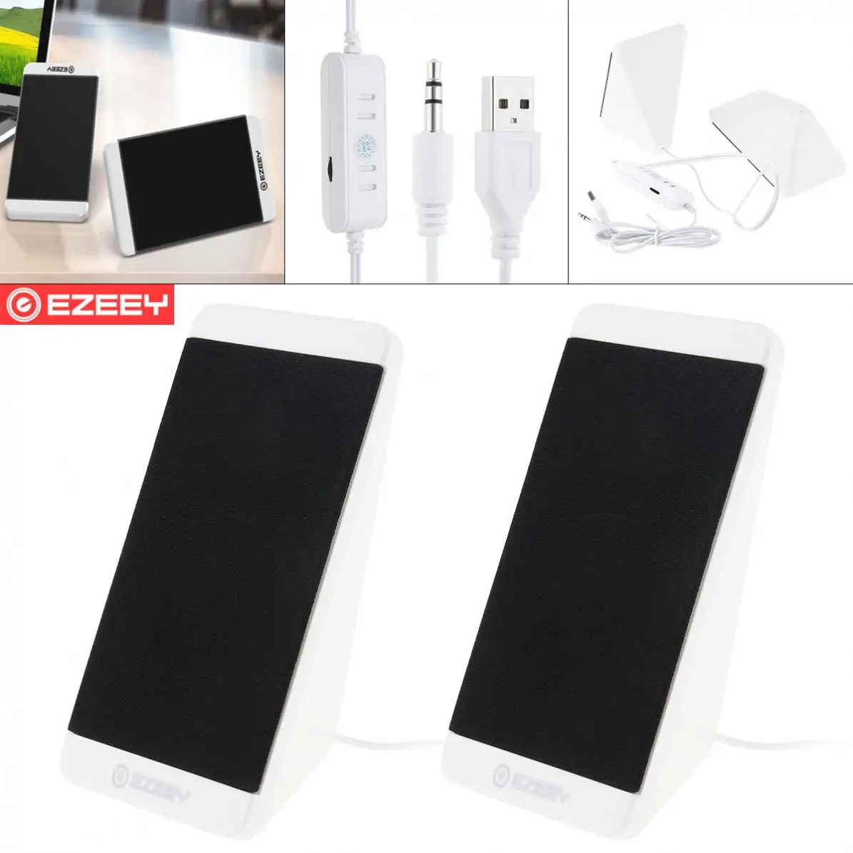 EZEEY S5 USB 5V Мини Белый сабвуфер Динамик с 3 5 мм аудио разъем и объем Управление для