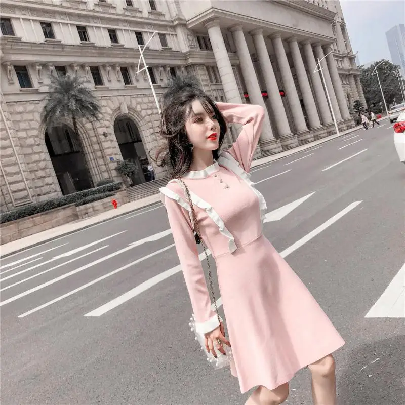 Мода feminina Брендовое новое мини платье Женская одежда корейская Осенняя мода А