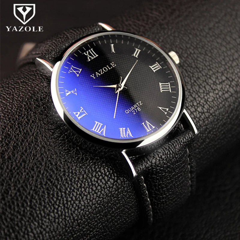 Мужские часы YAZOLE Роскошные наручные с синим стеклом модные erkek kol saati relogio masculino reloj