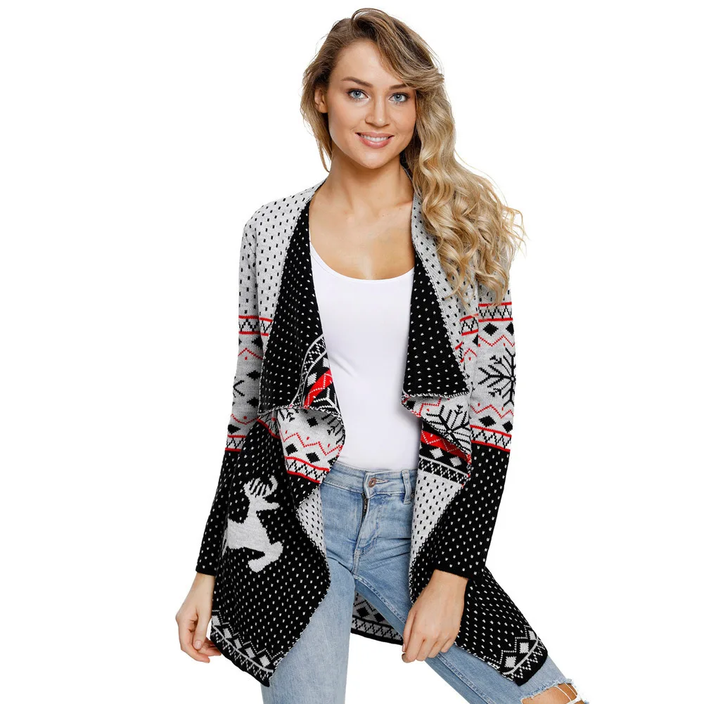 Рождественские деньги свободное пальто уникальный лацкан вид который пуговицы