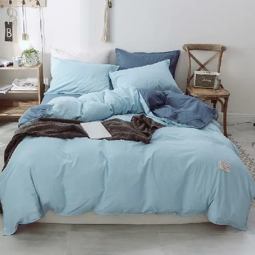bedding set 7 Новинка, серый, синий, хлопок, пододеяльник с покрывалом на резинке, простыня, набор из 4 предметов, queen/King, двойной размер, постельные принадлежности, постельное белье, parure de lit - Цвет: bedding set 7