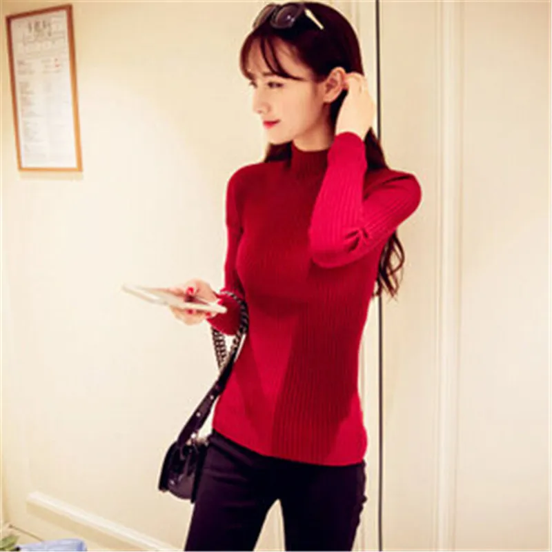 

2016 new hot sale women's spring autumn turtleneck pullover sweaters woman slim knit sweater dresses 8 colors