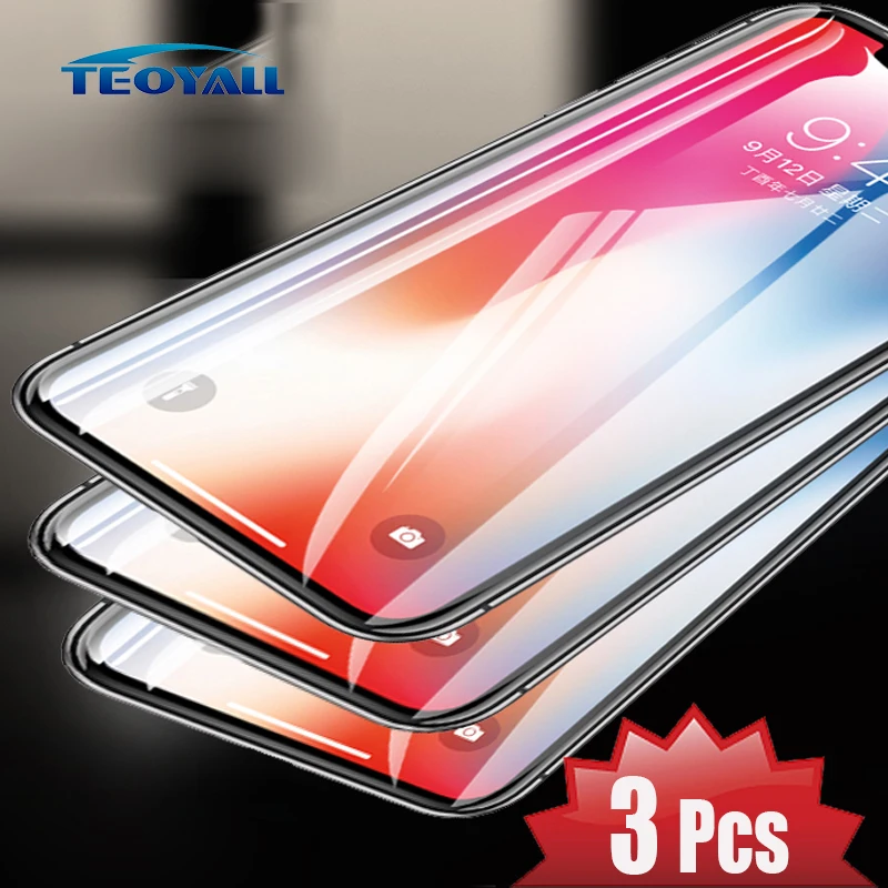 Закаленное стекло 9D для iPhone XS Защита экрана X Max XR Защитное 8 Plus 7 6 защита 3