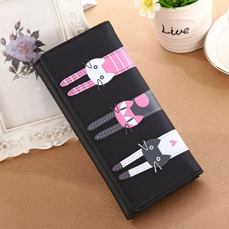 Новый Модный женский кошелек с рисунком кота длинный креативный держатель для