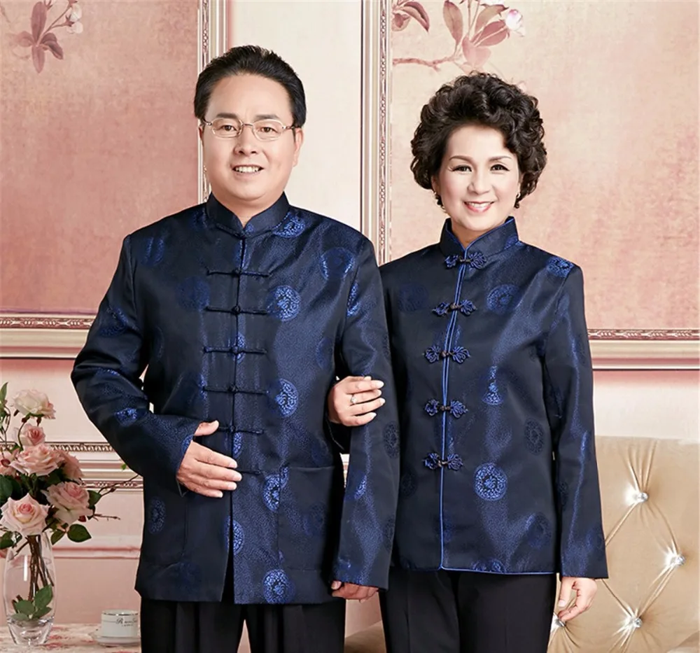 Мужская весенняя куртка в стиле Шанхая синяя/зеленая Тан верхняя одежда размеры