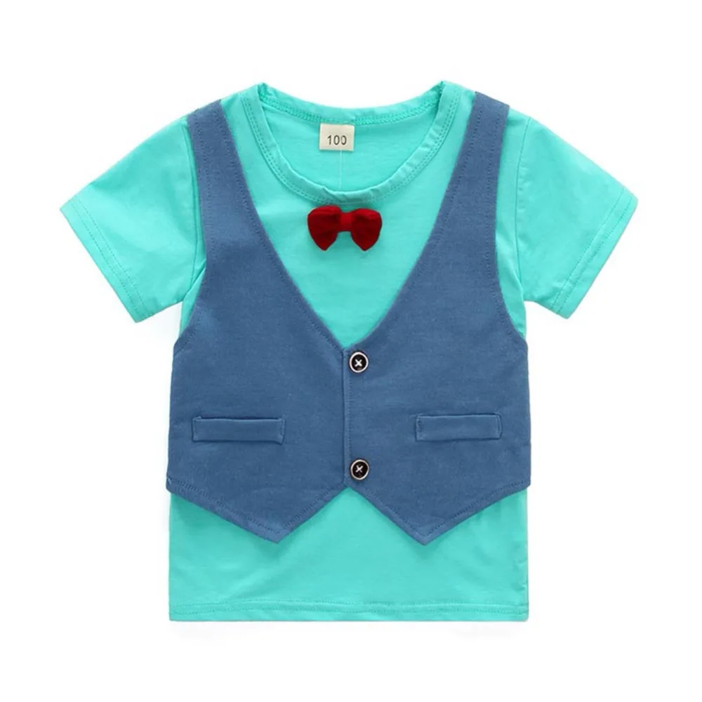 Summer Baby Boy Clothes Set Newborn Infant Clothing Short Sleeve Gentleman T-shirt+Pant Children |