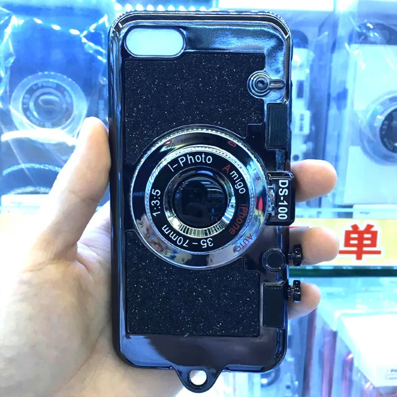 Роскошные блестящие чехлы для телефонов iPhone XS Max XR X 10 8 7 6 6s Plus, мягкий силиконовый чехол-подставка, держатель, зеркальный ремешок - Цвет: BLACK