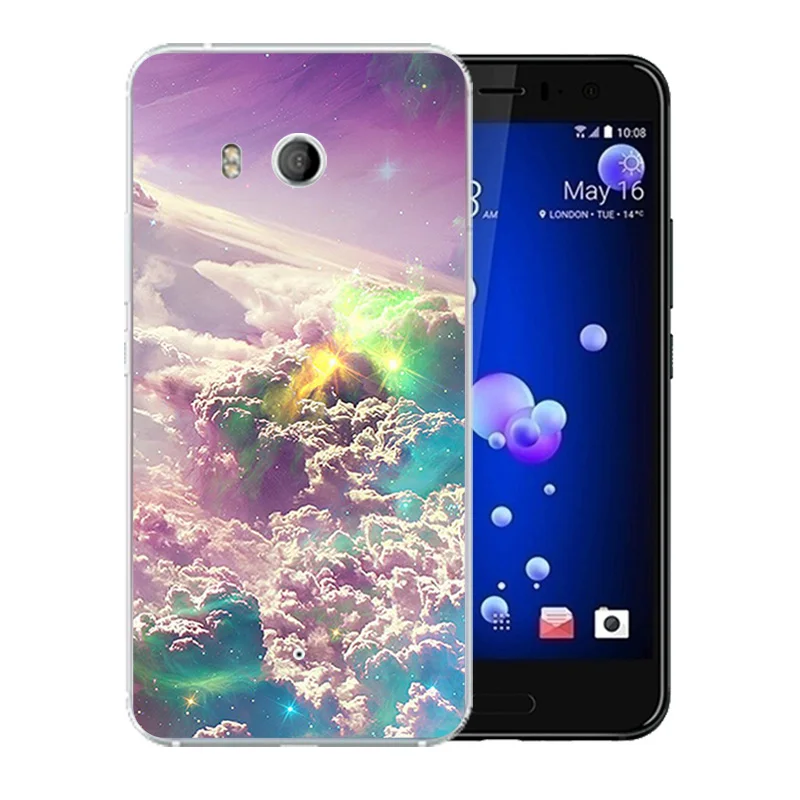 Модный чехол для HTC U11 силиконовый с рисунком звездного неба резиновая Прозрачная