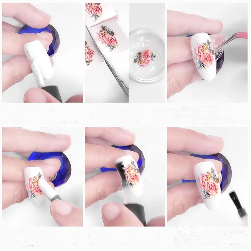 5D акриловая Выгравированная наклейка для дизайна ногтей белая разные формы