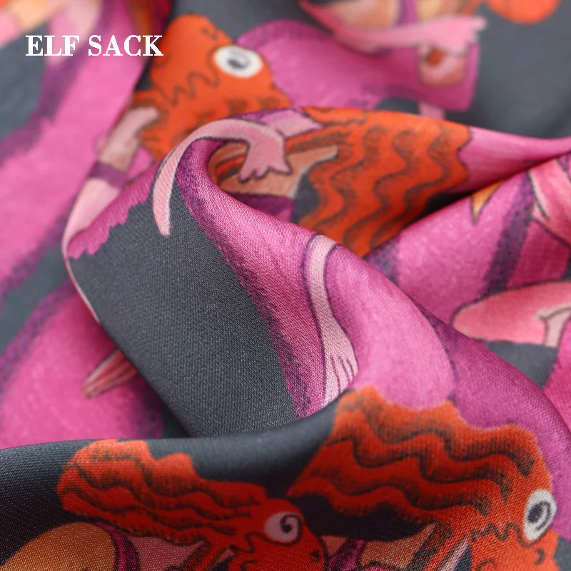 ELFSACK, новинка, Весенняя Стильная женская рубашка, повседневная, с принтом, с отложным воротником, женская блузка, уличная одежда, женские топы, женские рубашки