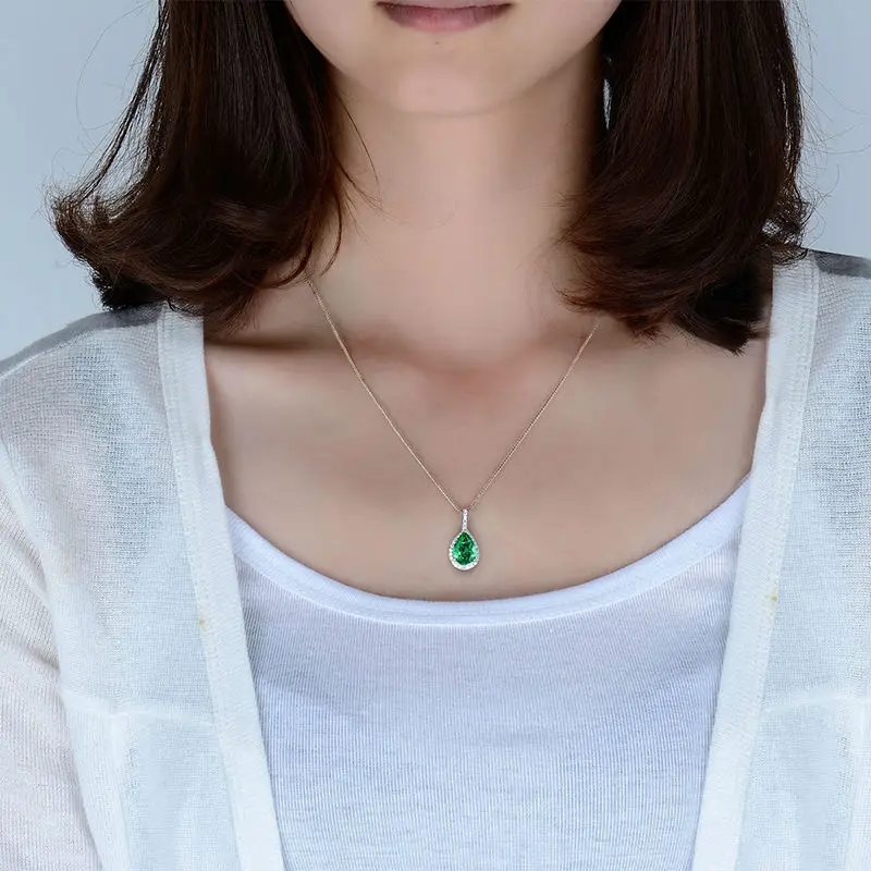 Женское колье с подвеской в виде жемчуга из белого золота 18 карат|emerald diamond