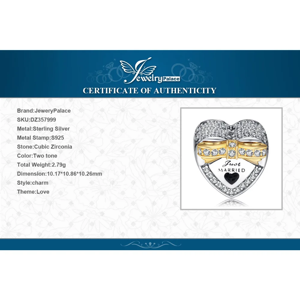 Jewelrypalace стерлингового серебра 925 Marry Me Позолоченные бантом черный муранского