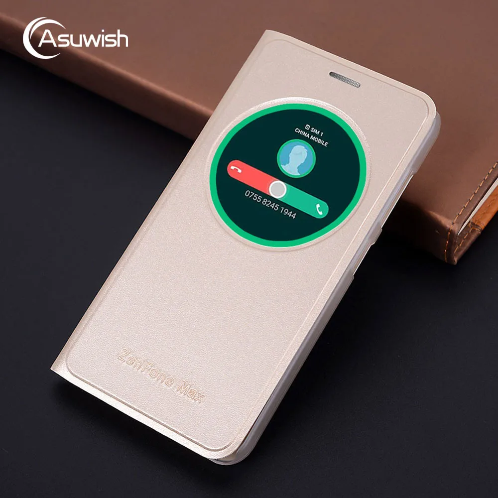 Leather Flip Case Shockproof Cover For Asus Zenfone Max Zc550kl 5 5 Inch Zc550 Zc 550kl 550 Kl Smart View Phone Cases Sleep Wake Leather Bag