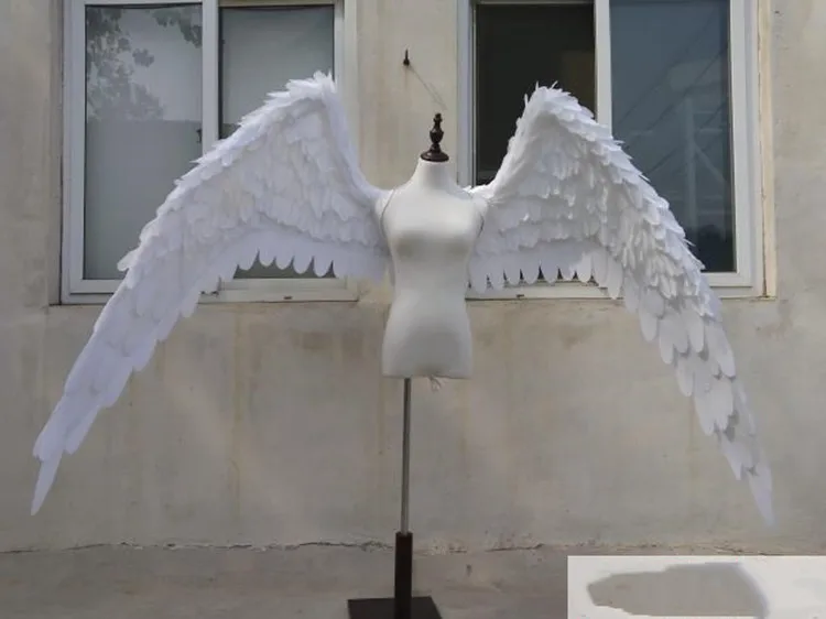 Новые Костюмные красивые белые черные перья Крылья ангела для модных показов