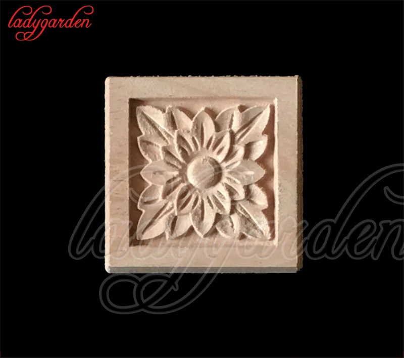 Аппликации из натурального дерева для резьбы по дереву 4*4 см Неокрашенная