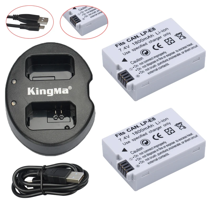 Зарядное устройство Probty 2 шт. 1800 мАч для Canon EOS Kiss X4 T2i 550D