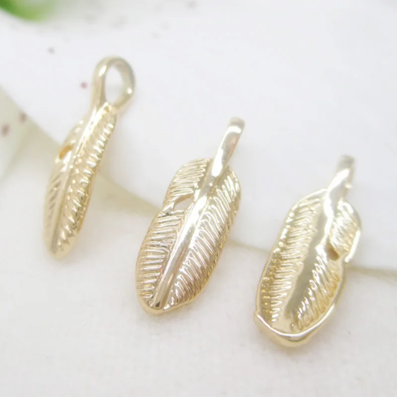 K цвет золотистый гравированный кулон в виде пера медные Подвески на