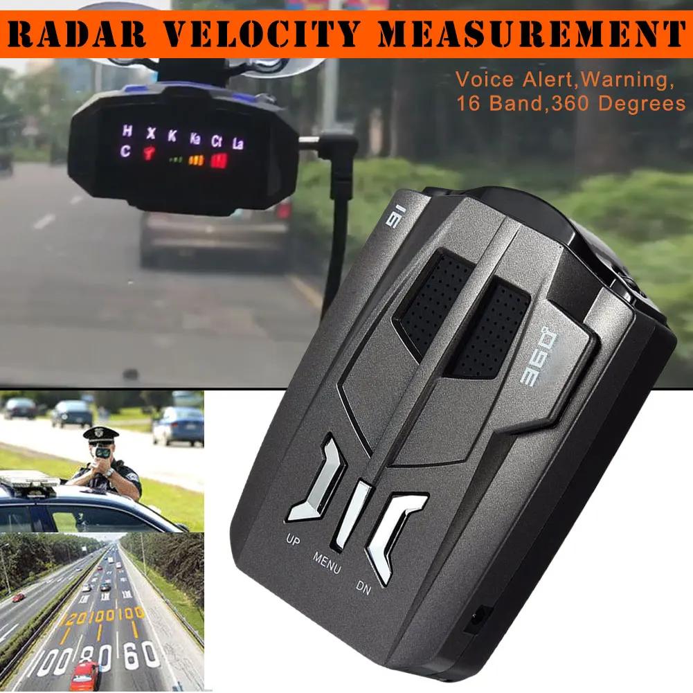 

Hot 1 Pcs Car Speed Radar Detector Voice Alert Warning 16 Band 360 Degrees Safe for Driving BX