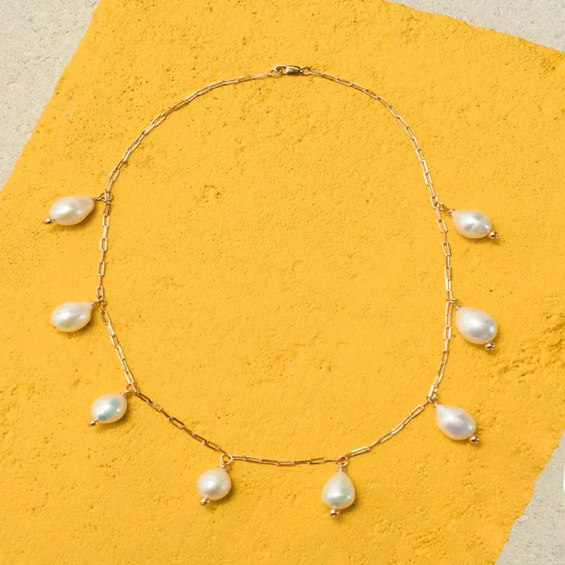 Женское Ожерелье с пресноводным жемчугом boho роскошное ожерелье кулоном из