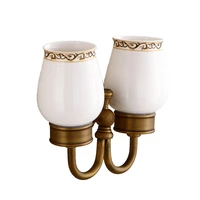 double cups for tooth brush and toothpaste hotel bathroom collection solid brass ceramic material antique bronze finishes