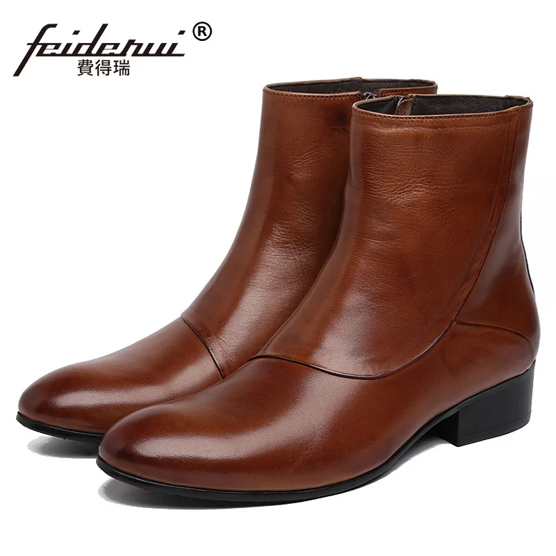 Мужские ковбойские ботильоны из натуральной кожи с круглым носком|boots brand|boots