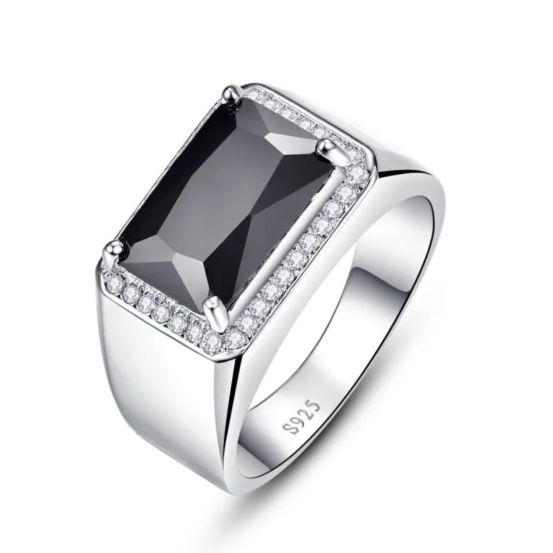 925 Silver Ring Роскошное 6.8ct черное шпинель мужское кольцо, винтажное Настоящее 925 серебряное кольцо, мужское ювелирное изделие, S925 большой размер, бижутерия с подарочной коробкой - Цвет камня: 925 Silver Ring