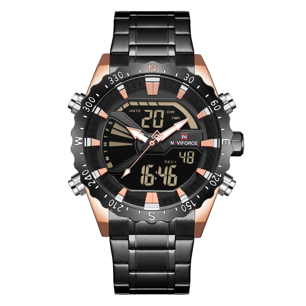 Часы NAVIFORCE мужские армейские спортивные аналоговые цифровые светодиодные из