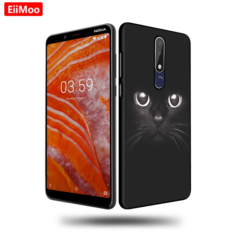 Чехол EiiMoo для Nokia 3 1 Plus чехол 2018 Nokia3.1 с милым принтом Мягкая силиконовая Черная
