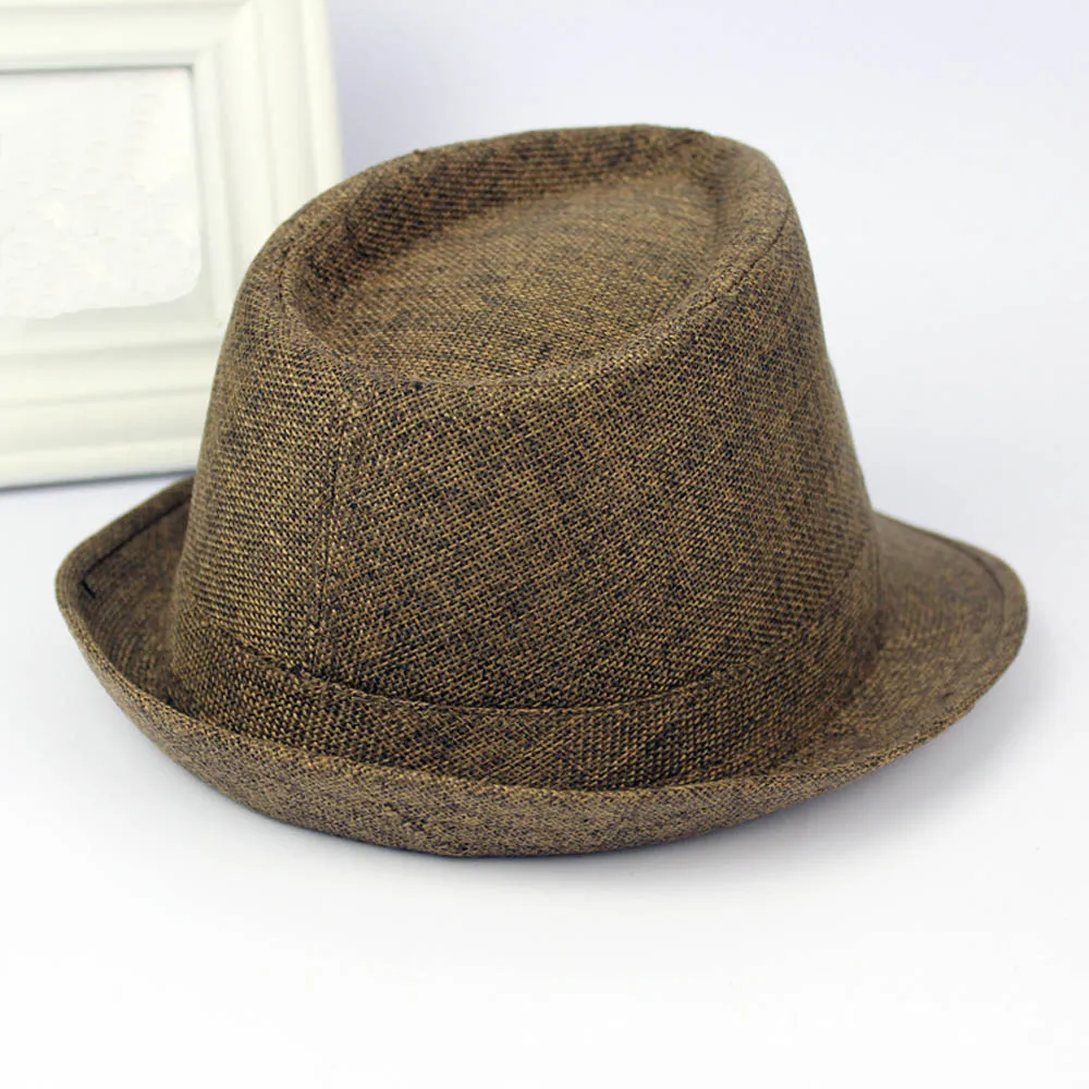 Новая мода для мужчин простой Джаз Fedora Кепка сплошной цвет Трилби шляпа Панама